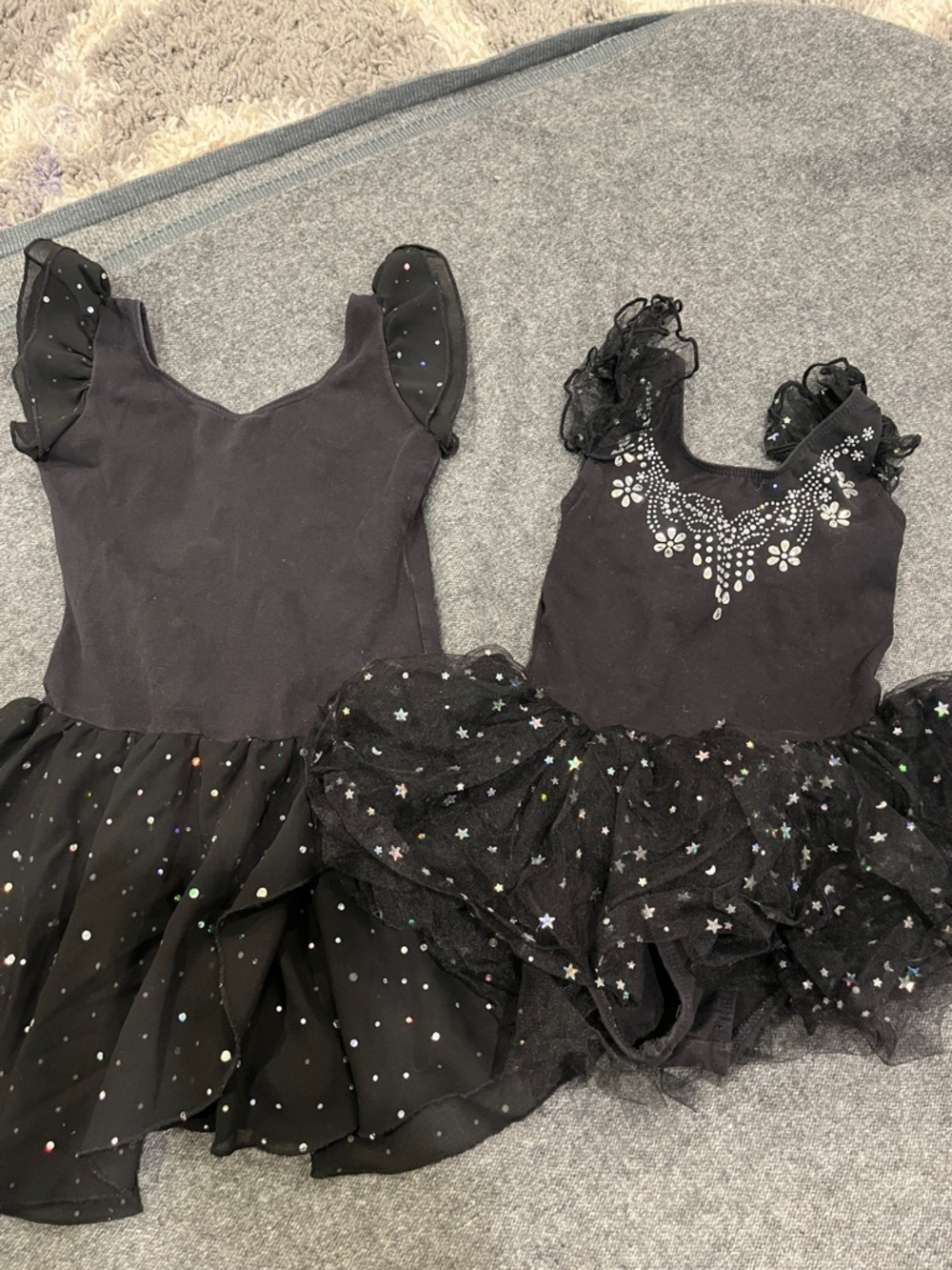 2 Girls Black Sparkle Tutu Dance Costume Dresses size 4